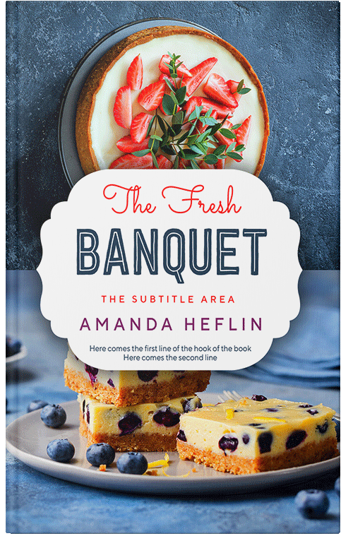 Front view of Premade Cookbooks & Food & Wine Book Cover - Oxford Blue