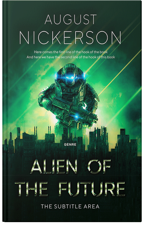 Front view of Premade Science Fiction Book Cover - Bottle Green