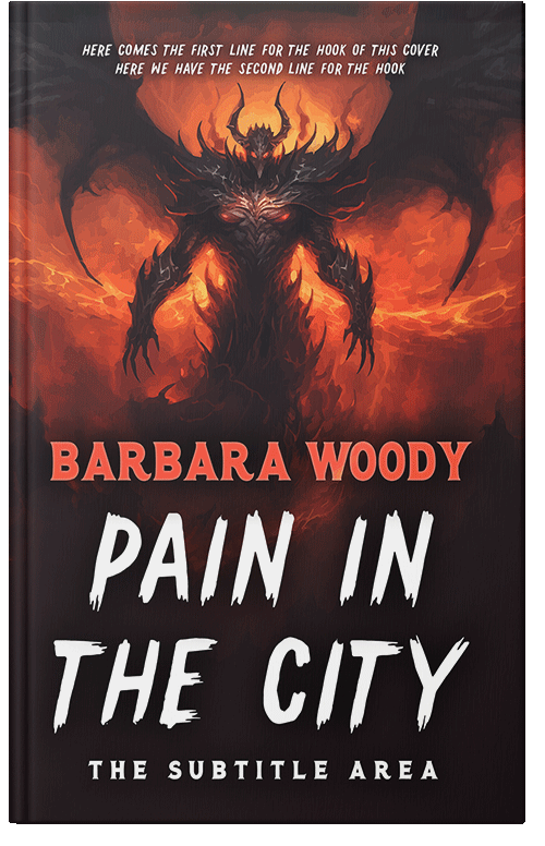 Front view of Premade Horror Book Cover - Red Damask