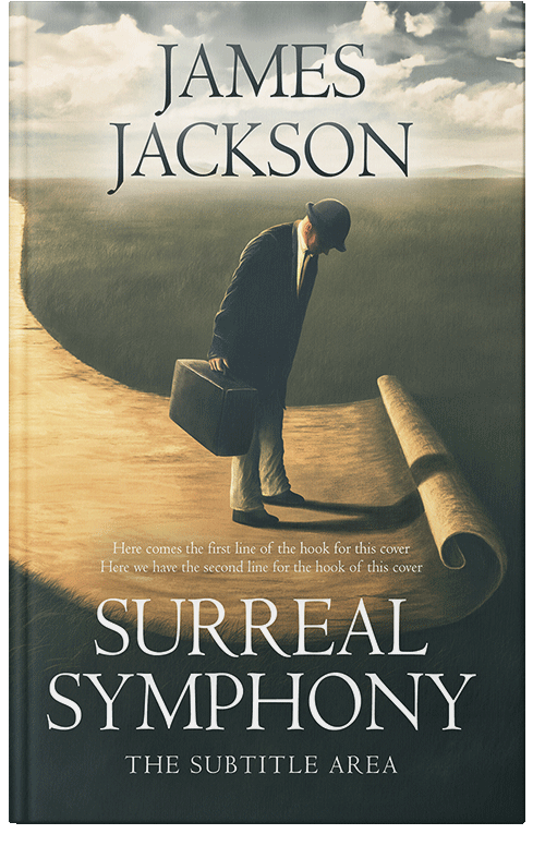 Front view of Premade Surreal Book Cover - Lunar Green