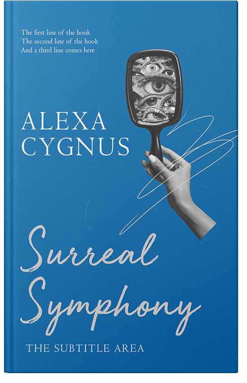 Front view of Premade Surreal Book Cover - Denim