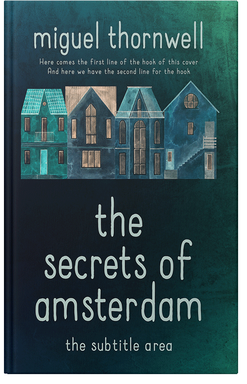 Front view of Premade Literary Fiction Book Cover - Bottle Green