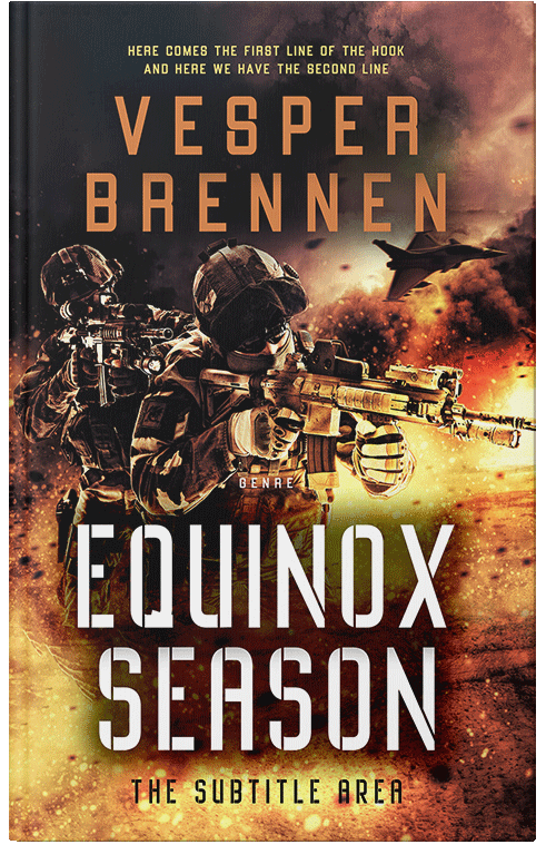 Front view of Premade Action & Adventure Book Cover - Harvest Gold