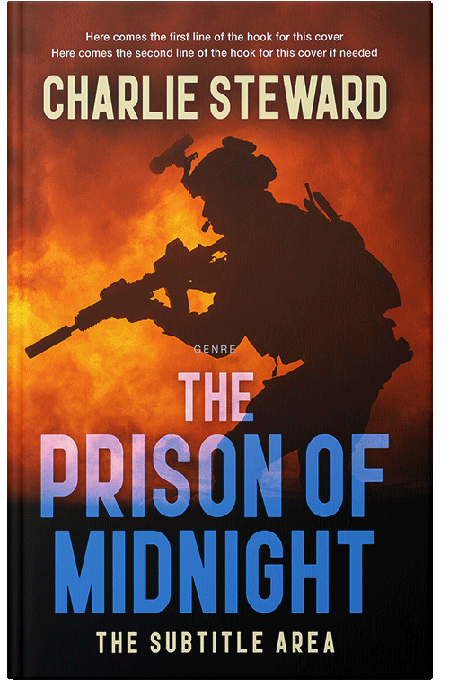 Front view of Premade Action & Adventure Book Cover - Red Damask