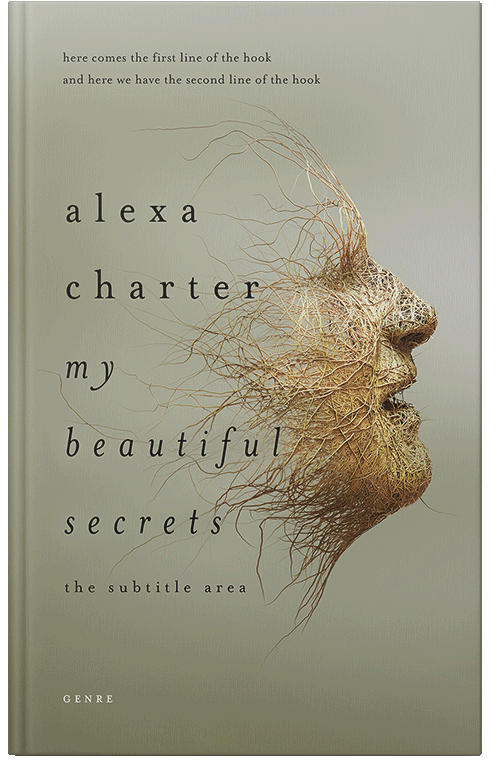 Front view of Premade Abstract Book Cover - Gray Olive