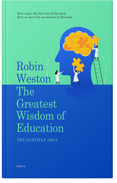 Front view of Premade Health & Mind & Body Book Cover - Science Blue