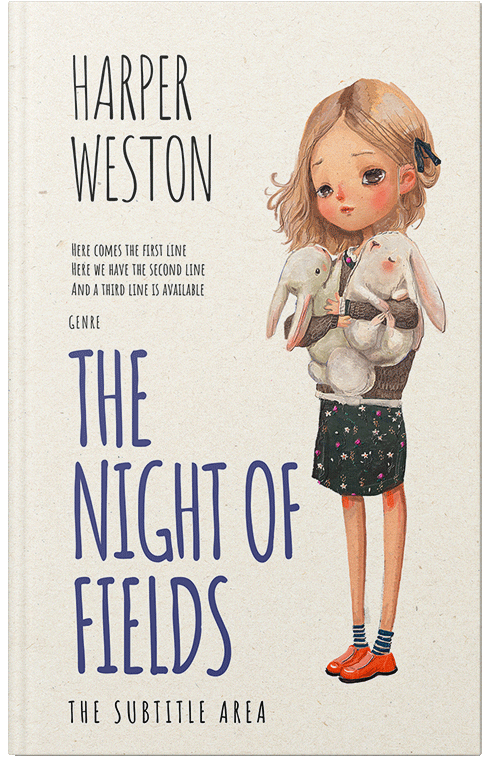 Front view of Premade Children's Book Cover - White Linen