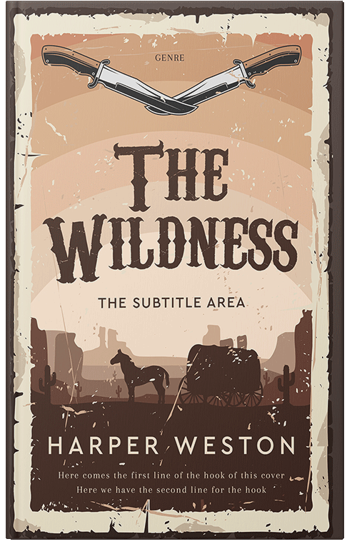 Front view of Premade Action & Adventure Book Cover - Saddle