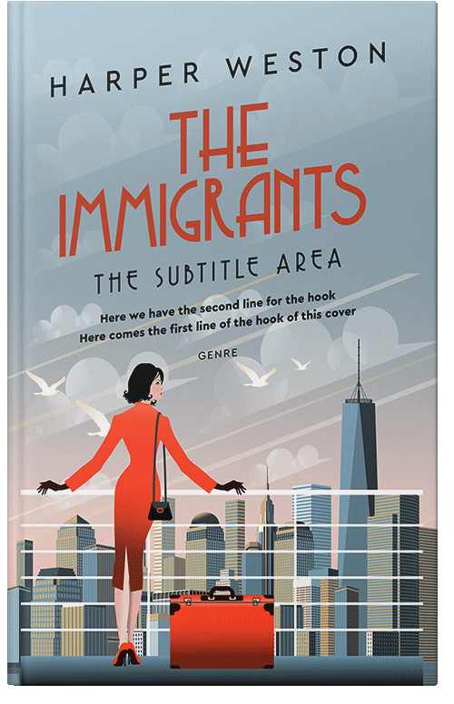 Front view of Premade Travel Book Cover - Tower Gray