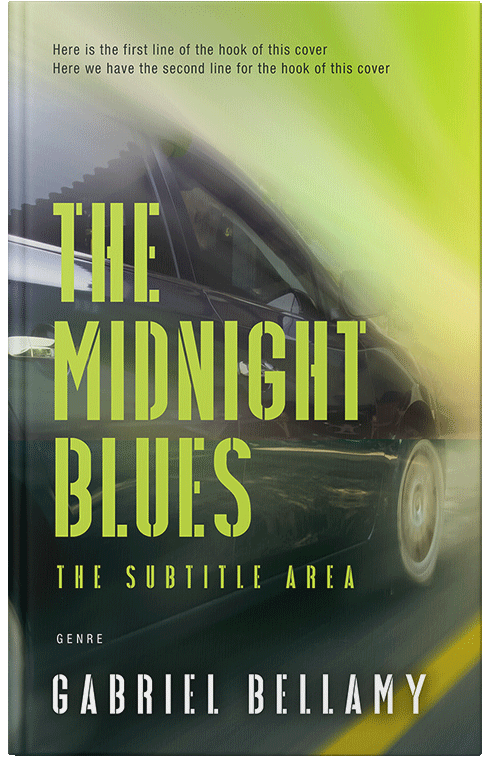 Front view of Premade Action & Adventure Book Cover - Yellow Green