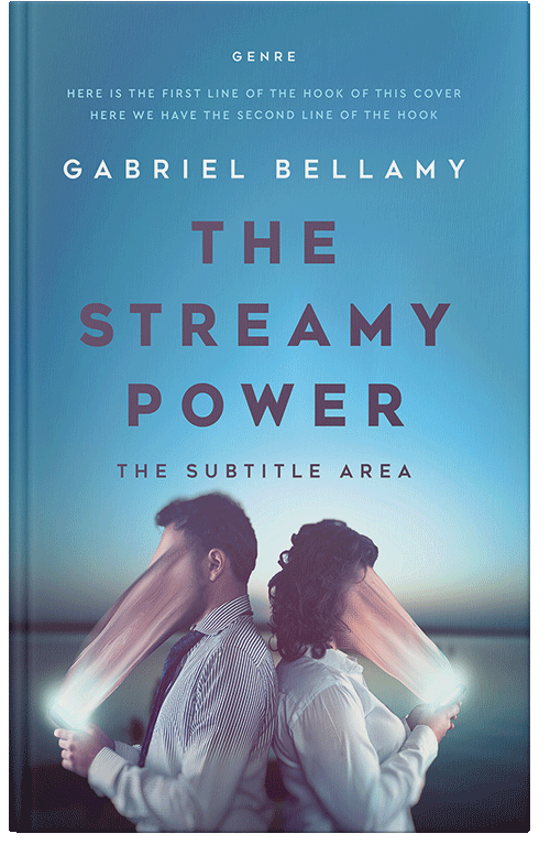 Front view of Premade Surreal Book Cover - Hippie Blue