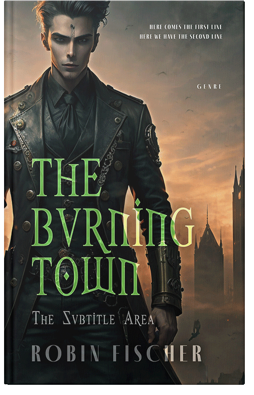 Front view of Premade Fantasy Book Cover - Antique Brass