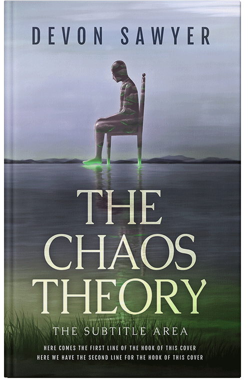 Front view of Premade Surreal Book Cover - Lunar Green