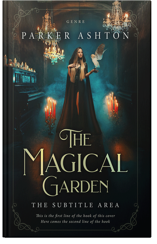 Front view of Premade Fantasy Book Cover - Black