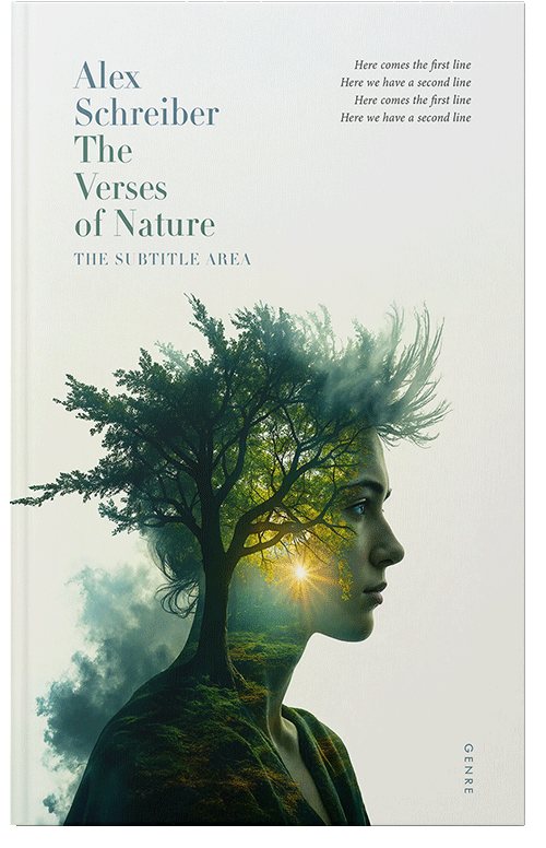 Front view of Premade Poetry Book Cover - Green White