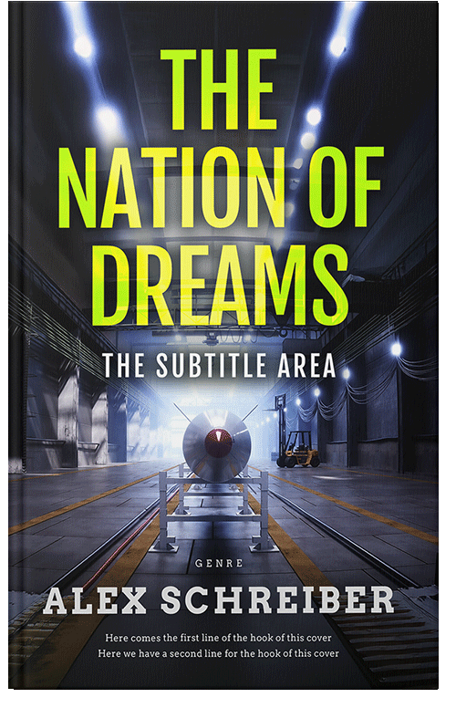 Front view of Premade Science Fiction Book Cover - Yellow Green