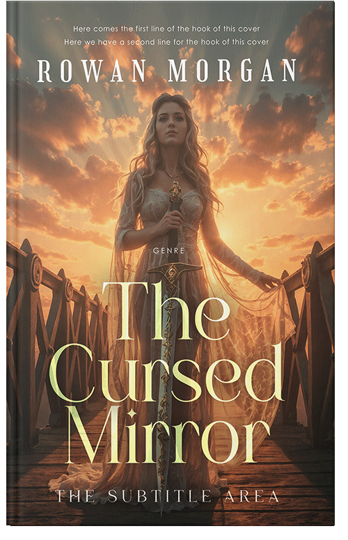 Front view of Premade Fantasy Book Cover - Yellow Metal