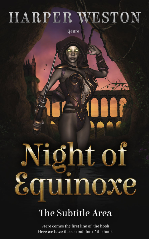 Front view of Cod Gray #22750 - Premade Fantasy Book Cover