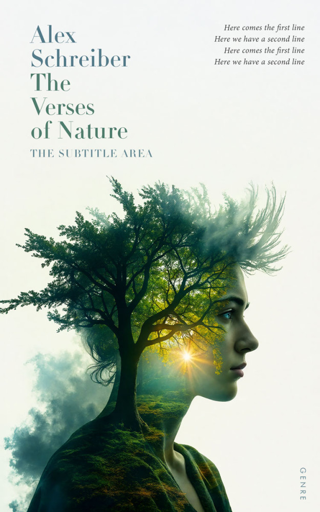 Front view of Green White #33664 - Premade Poetry Book Cover