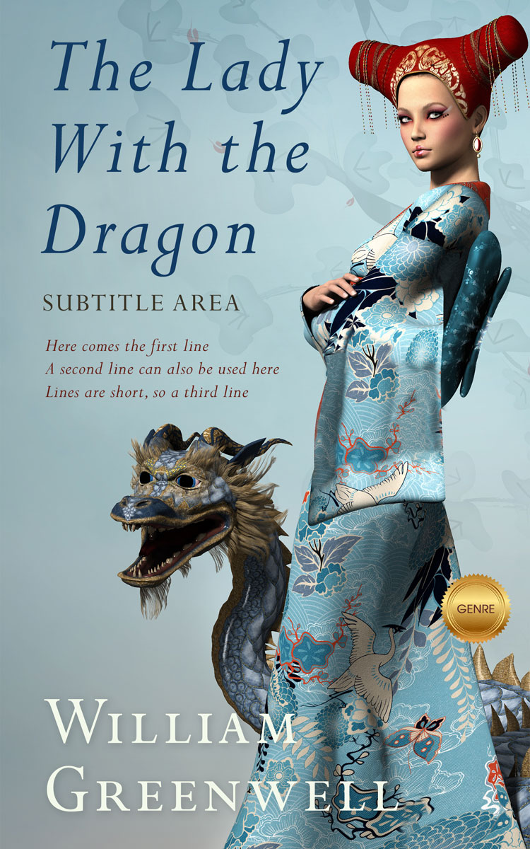 2D view of Premade Fantasy Book Cover - Gull Gray