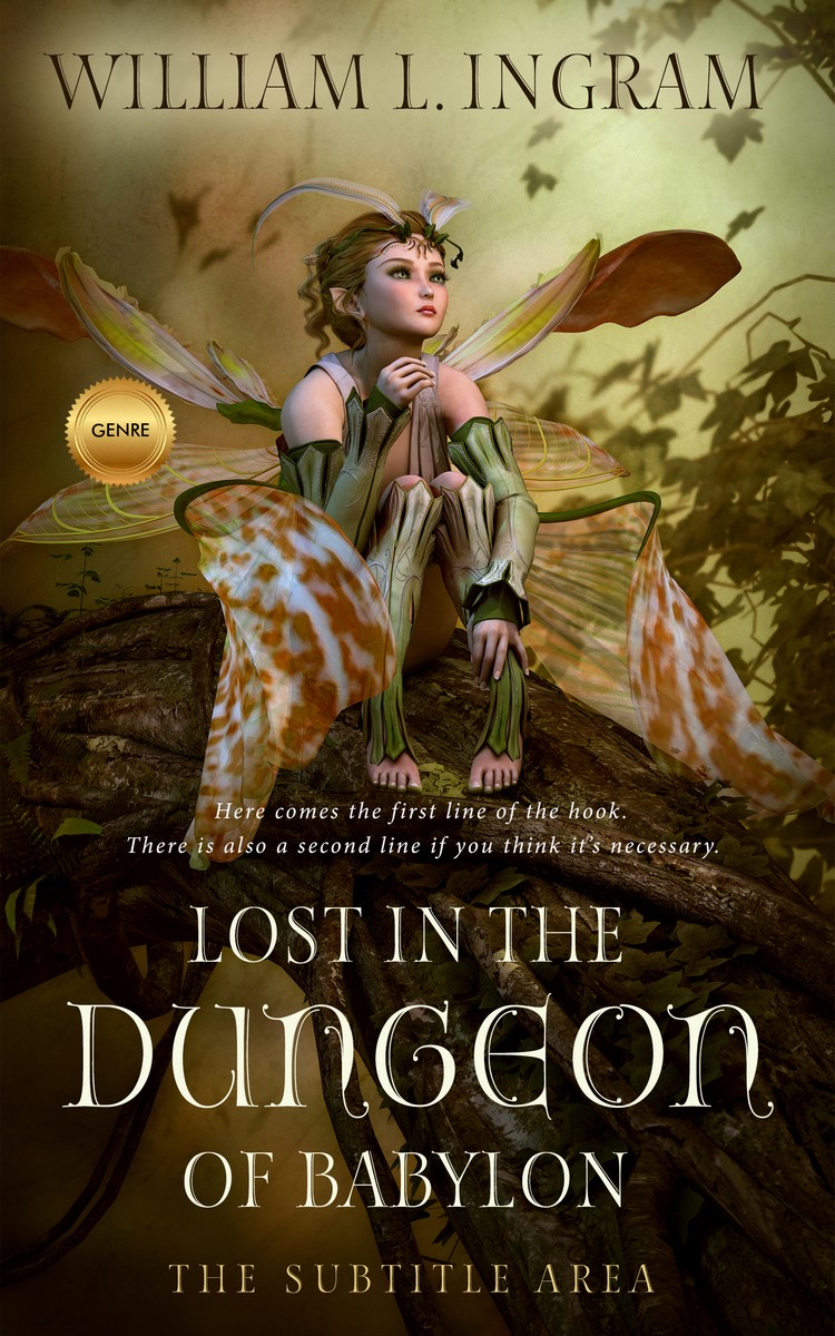 2D view of Premade Fantasy Book Cover - Graphite