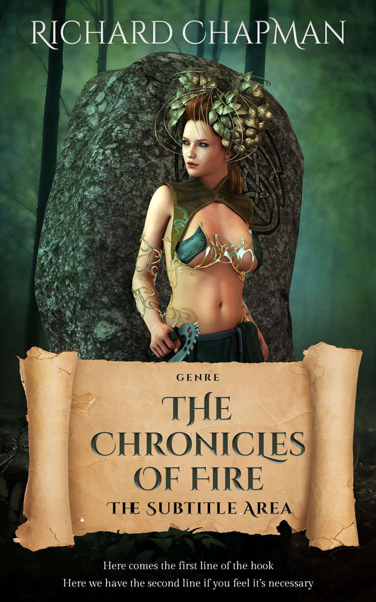 2D view of Premade Fantasy Book Cover - Tan