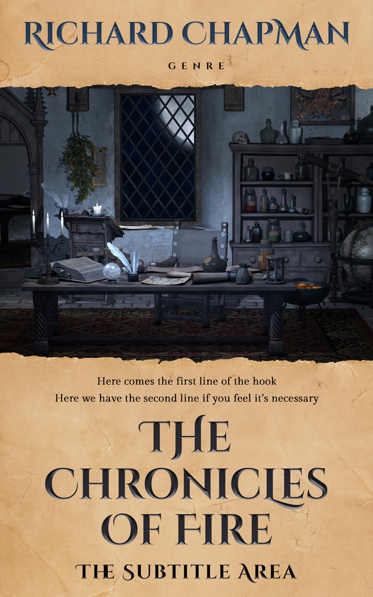 2D view of Premade Fantasy Book Cover - Tan