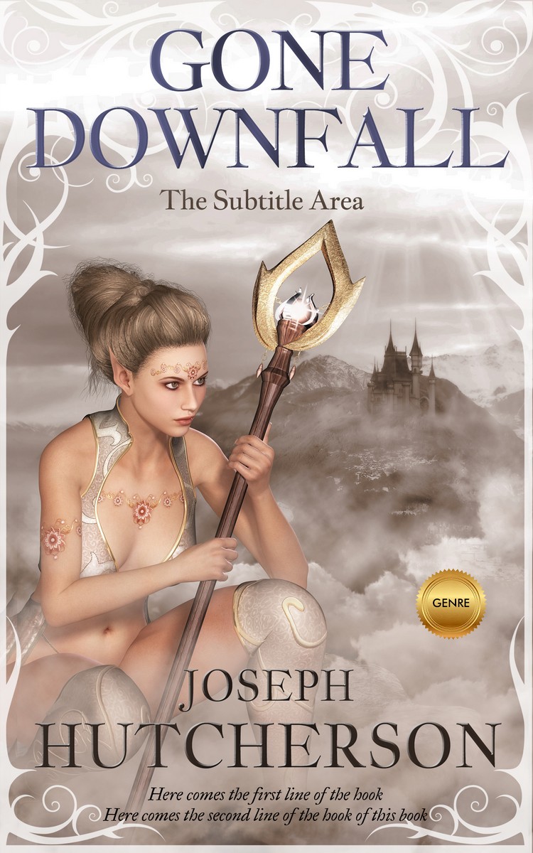 2D view of Premade Fantasy Book Cover - Soft Amber