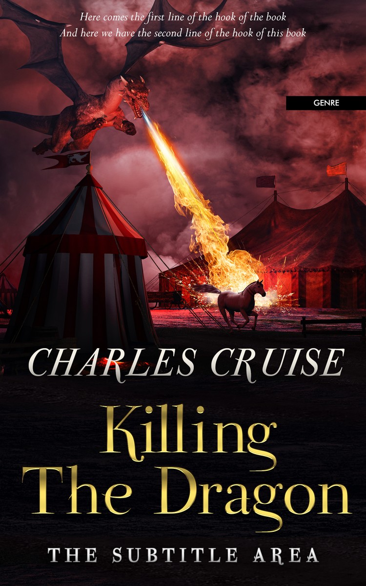 2D view of Premade Fantasy Book Cover - Antique Brass