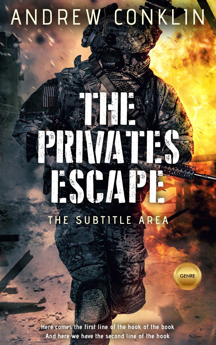 2D view of Premade Action & Adventure Book Cover - Whiskey