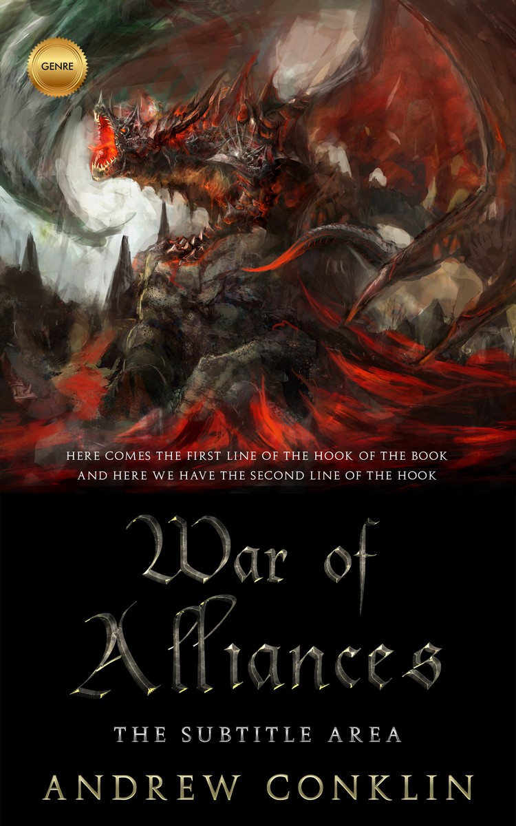 2D view of Premade Fantasy Book Cover - Oil