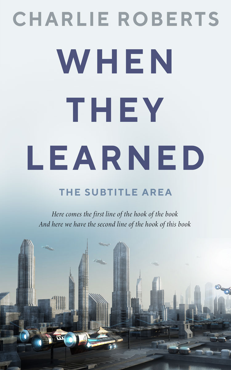 2D view of Premade Science Fiction Book Cover - Bright Gray