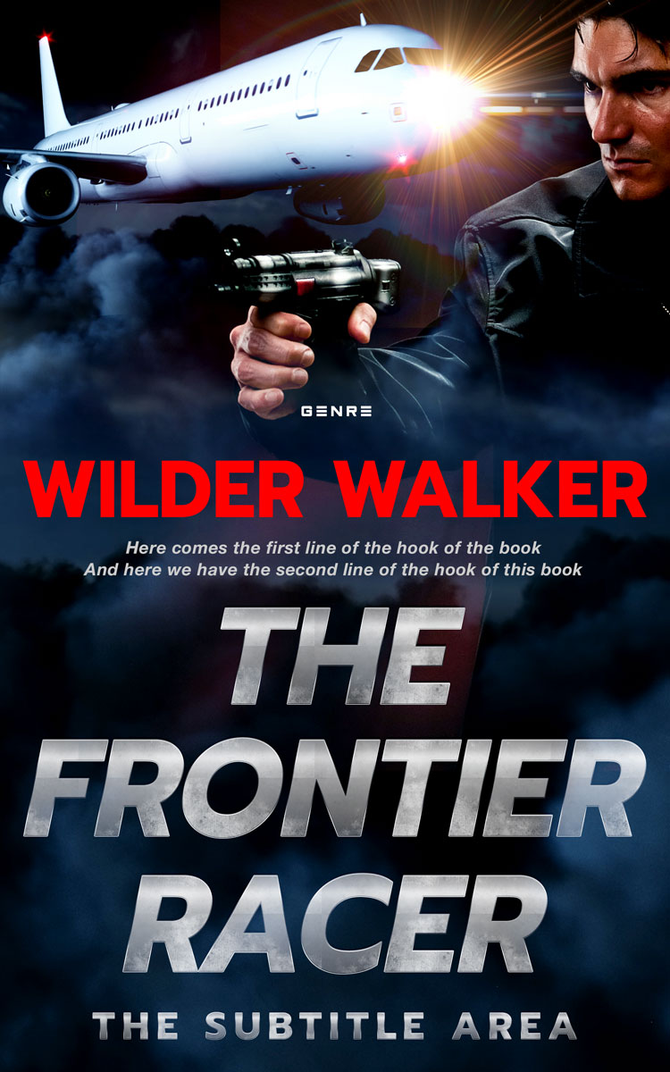 2D view of Premade Action & Adventure Book Cover - Clam Shell