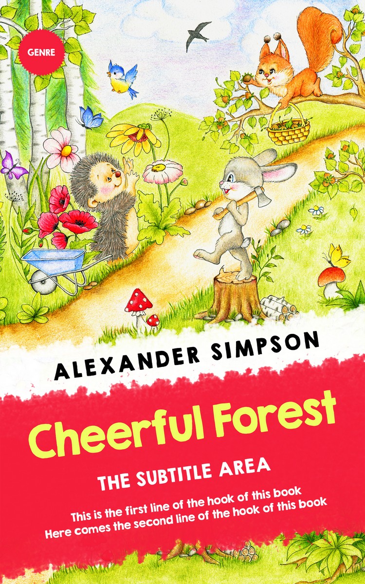 2D view of Premade Children's Book Cover - Red Ribbon