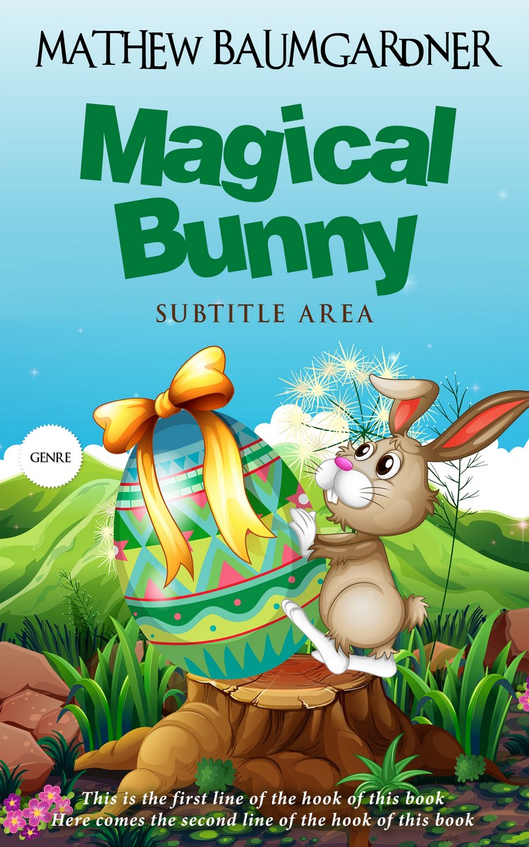 2D view of Premade Children's Book Cover - Aquamarine Blue