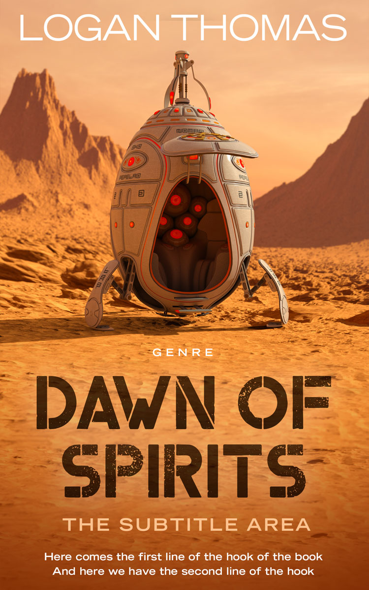 2D view of Premade Science Fiction Book Cover - Raw Sienna