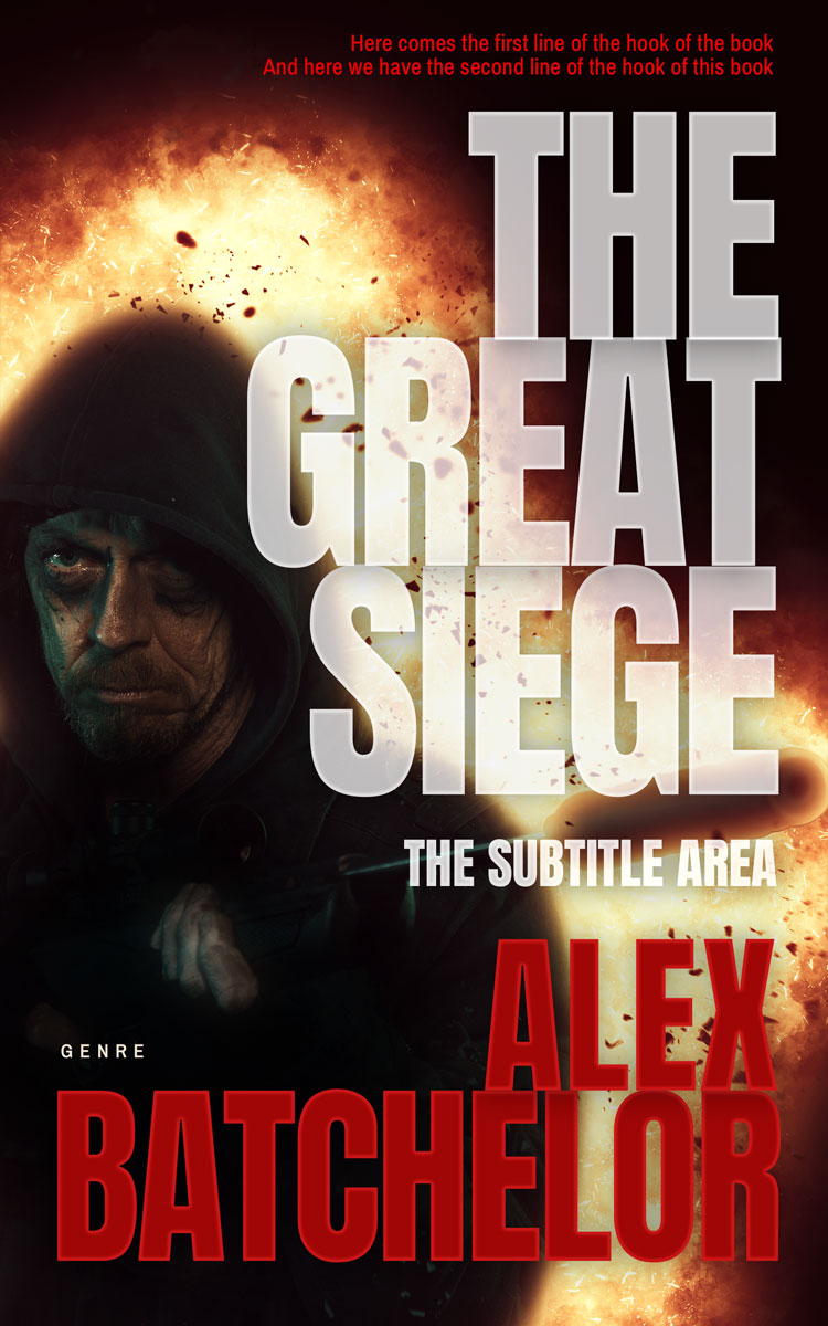 2D view of Premade Action & Adventure Book Cover - Cameo