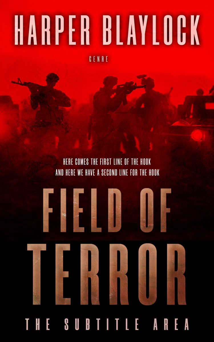 2D view of Premade Action & Adventure Book Cover - Alizarin Crimson