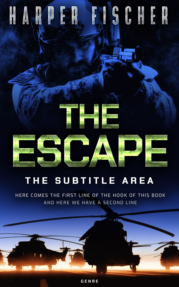 2D view of Premade Action & Adventure Book Cover - Thistle Green