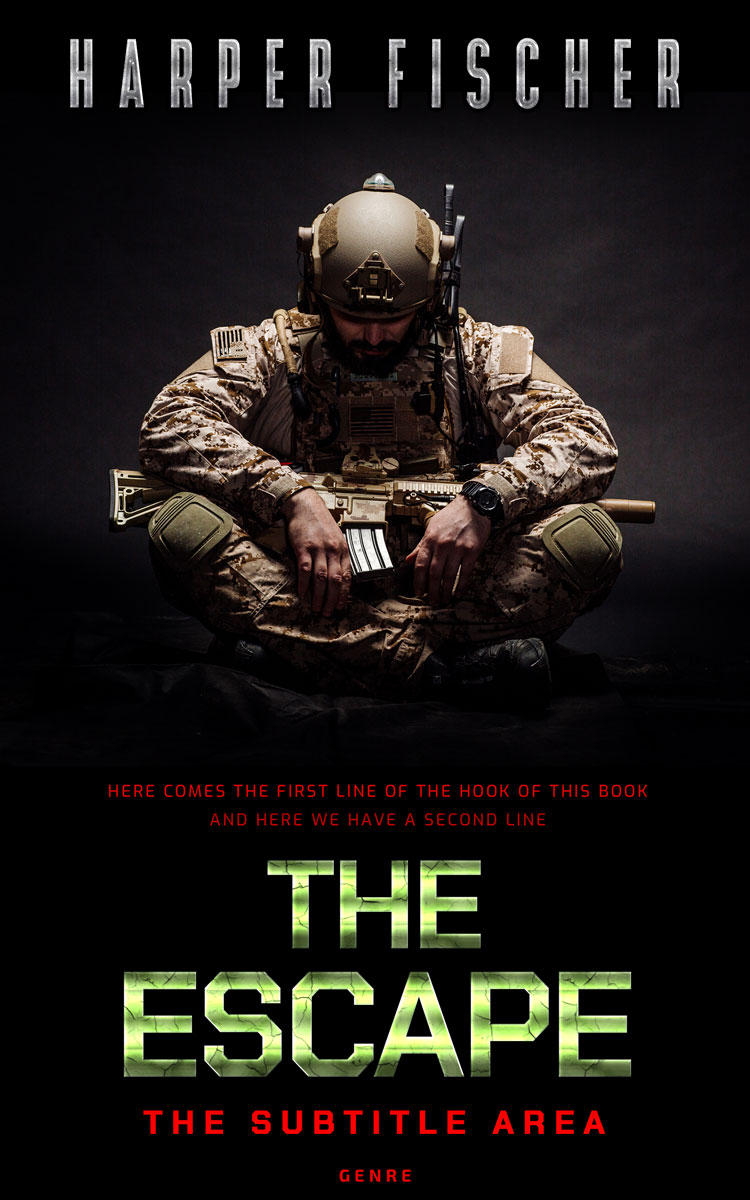 2D view of Premade Action & Adventure Book Cover - Cod Gray