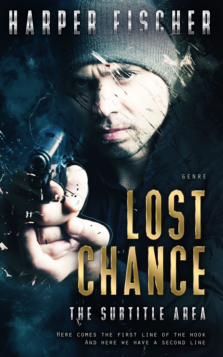 2D view of Premade Action & Adventure Book Cover - Soft Amber