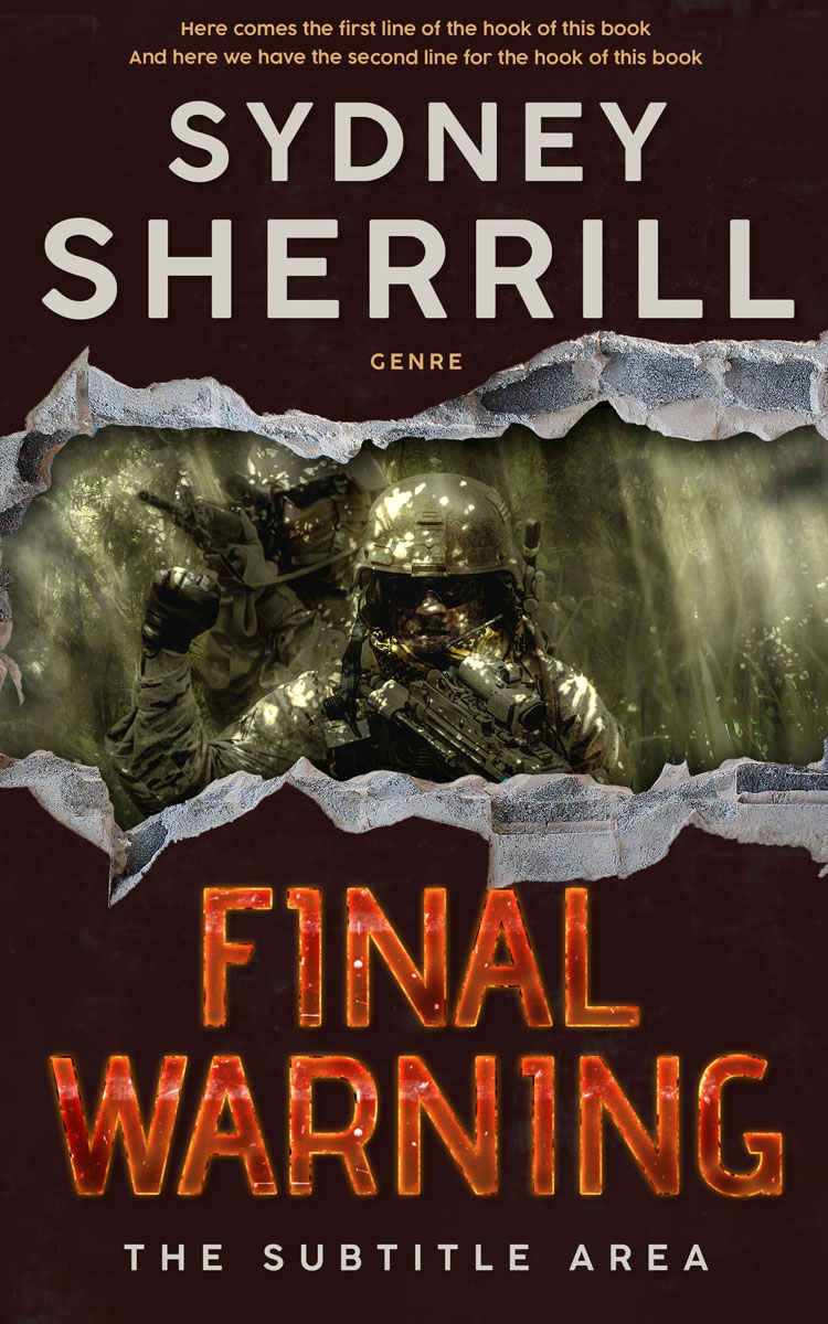 2D view of Premade Action & Adventure Book Cover - Oil