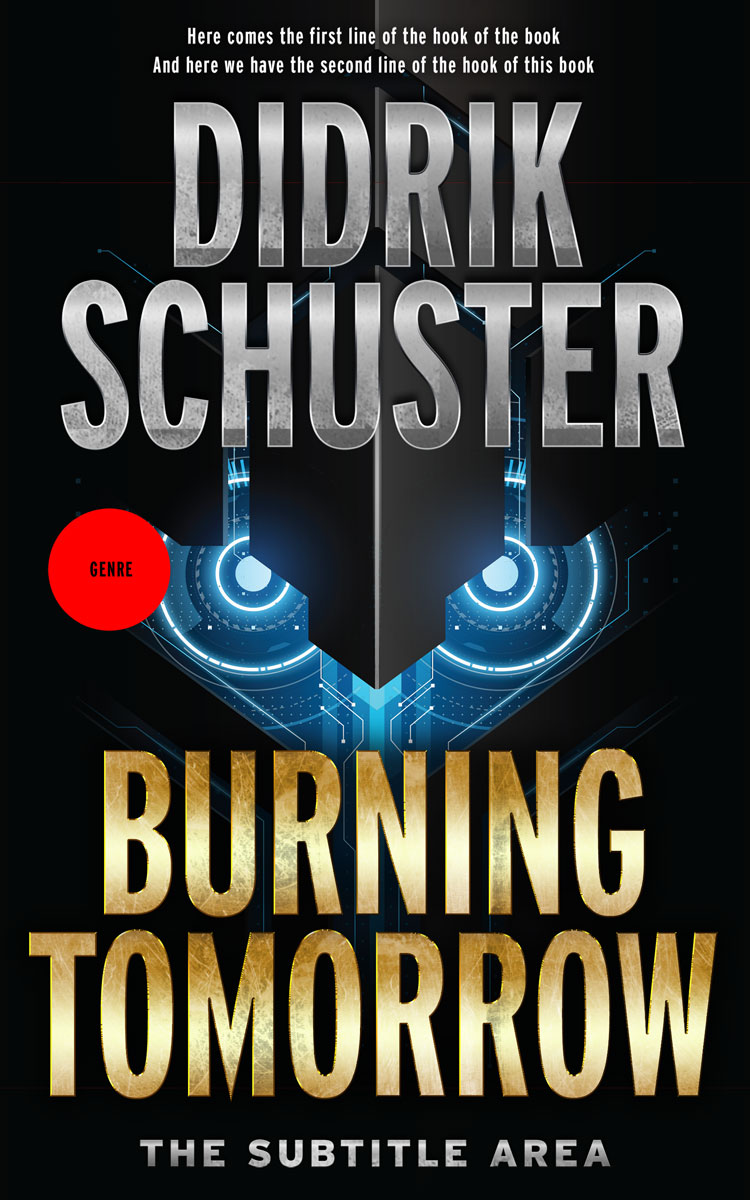 2D view of Premade Science Fiction Book Cover - Black