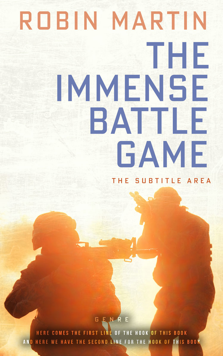 2D view of Premade Action & Adventure Book Cover - Quarter Spanish White