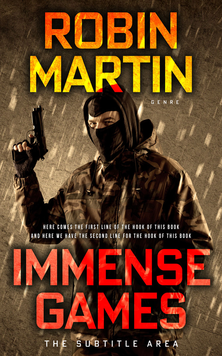 2D view of Premade Action & Adventure Book Cover - Oil