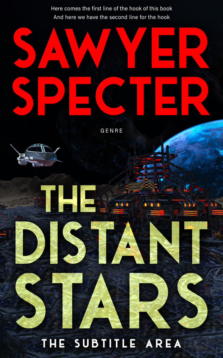 2D view of Premade Science Fiction Book Cover - Red Damask