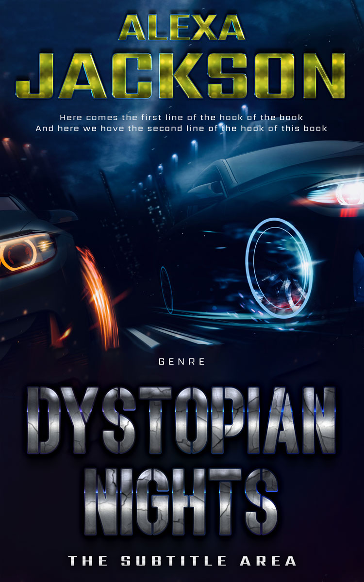 2D view of Premade Action & Adventure Book Cover - Ebony