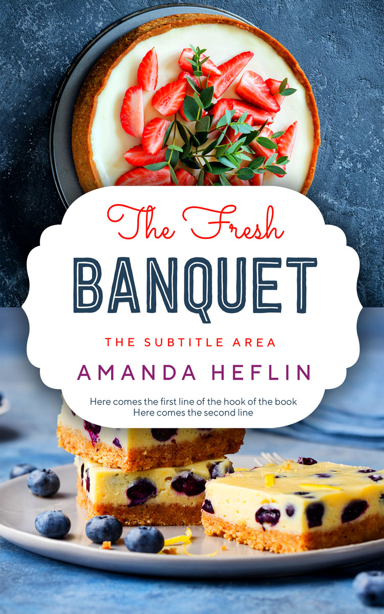 2D view of Premade Cookbooks & Food & Wine Book Cover - Oxford Blue