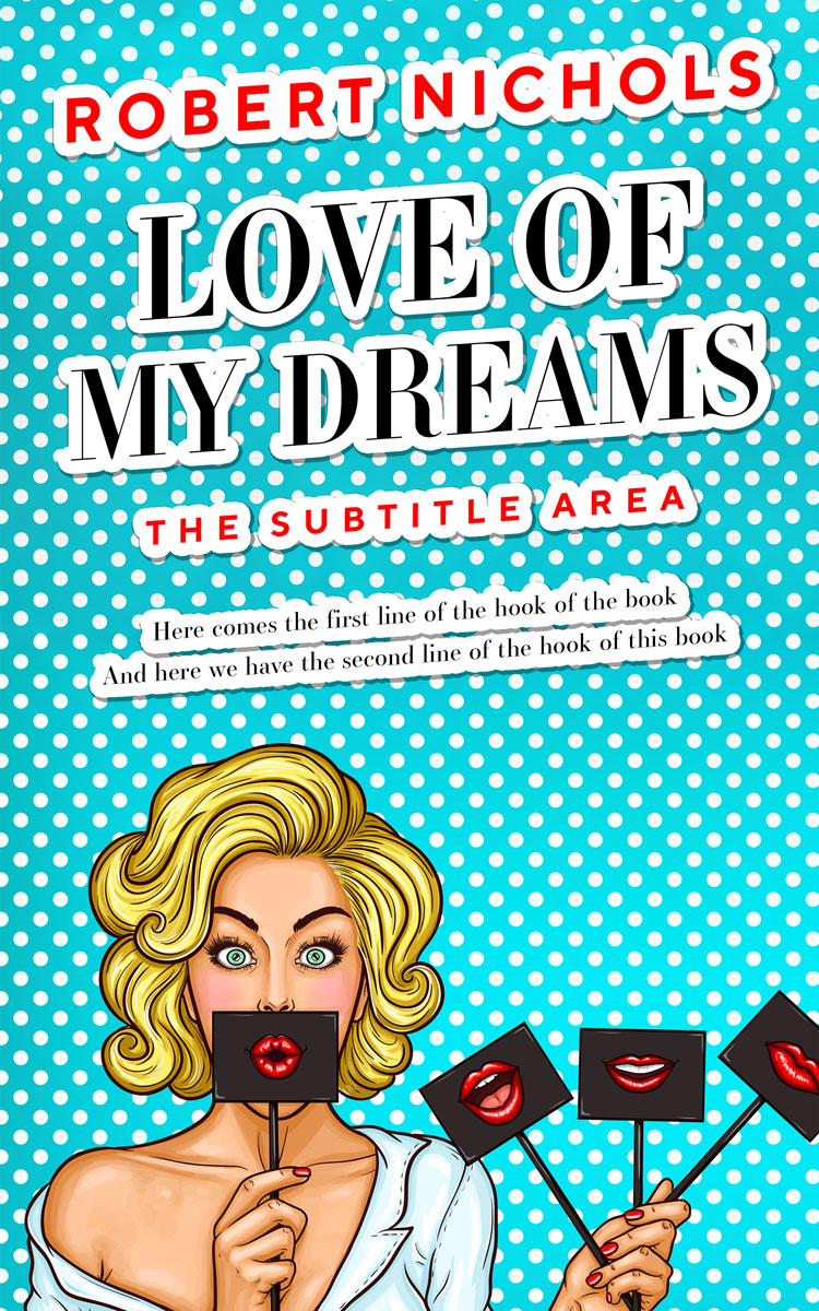 2D view of Premade Chick Lit Book Cover - Bright Turquoise