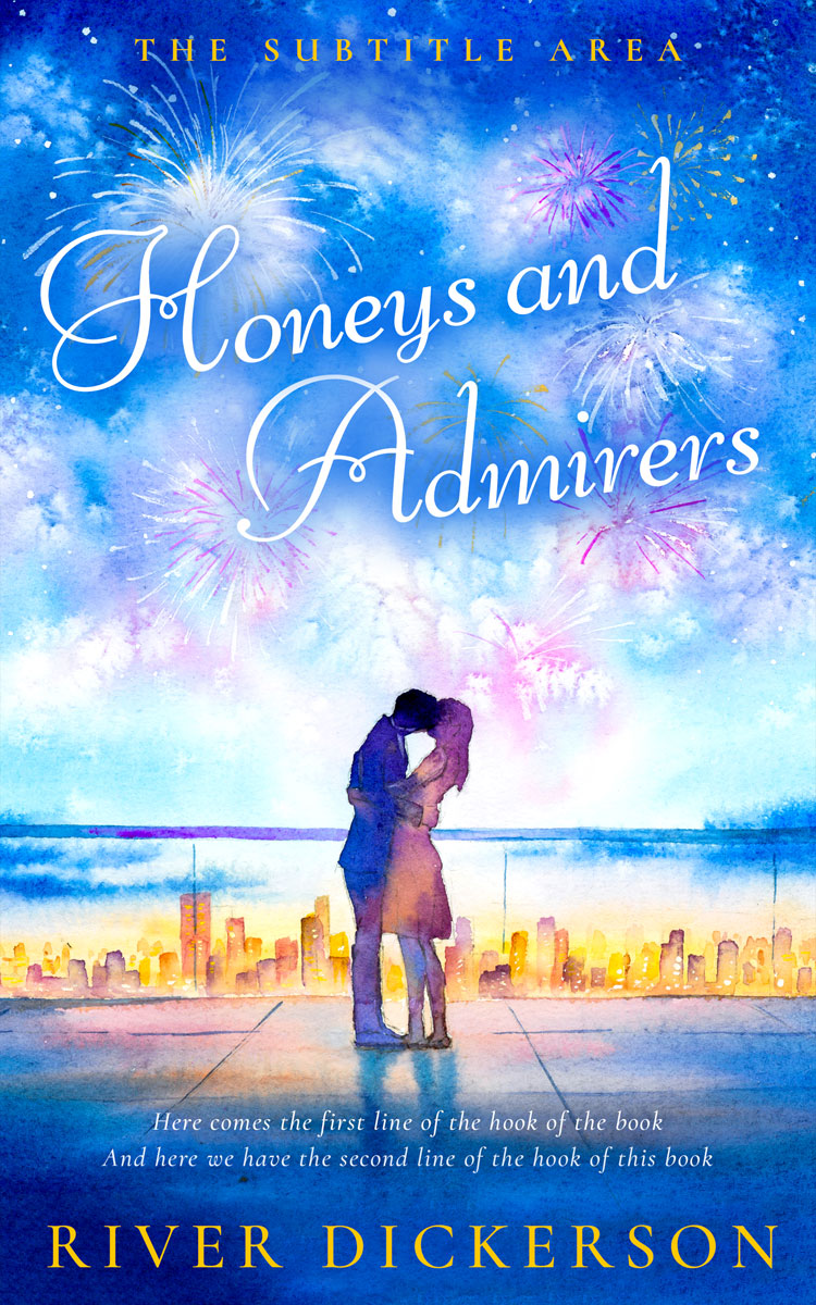 2D view of Premade Romance Book Cover - Denim